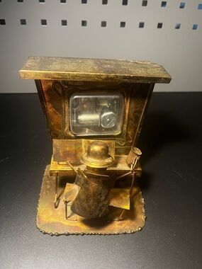 Vintage Metal Musician Figurine with Built-in Clock